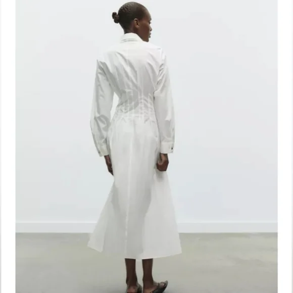 Zara Fitted Waist Poplin Dress - Picture 2 of 5